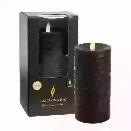 Black Crocodile Embossed Pillar Candle 20cm